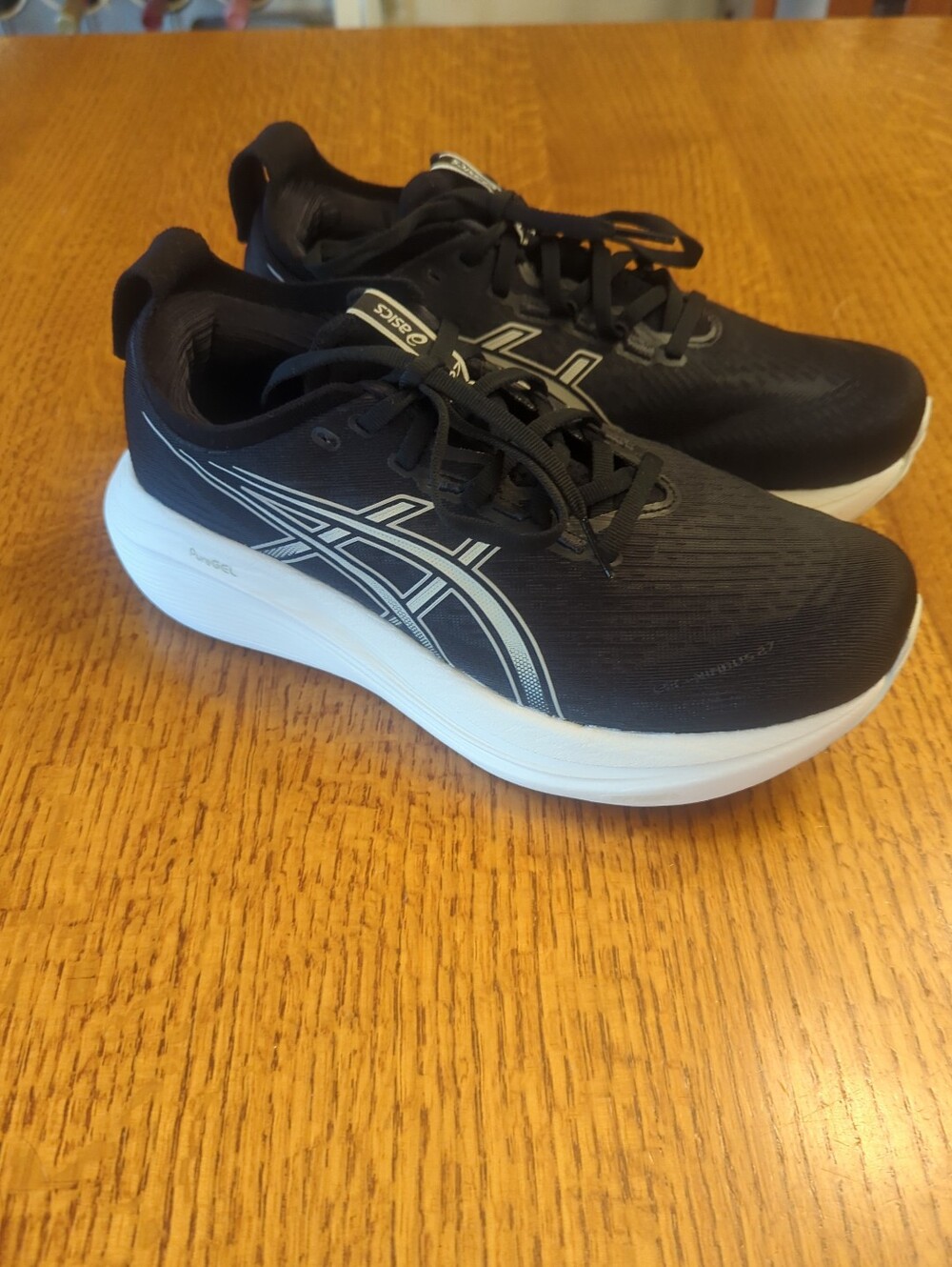 ASICS Gel Nimbus 27│Running Shoes │ Black, Lake Gray, White │Womens │9 1/2 Wide